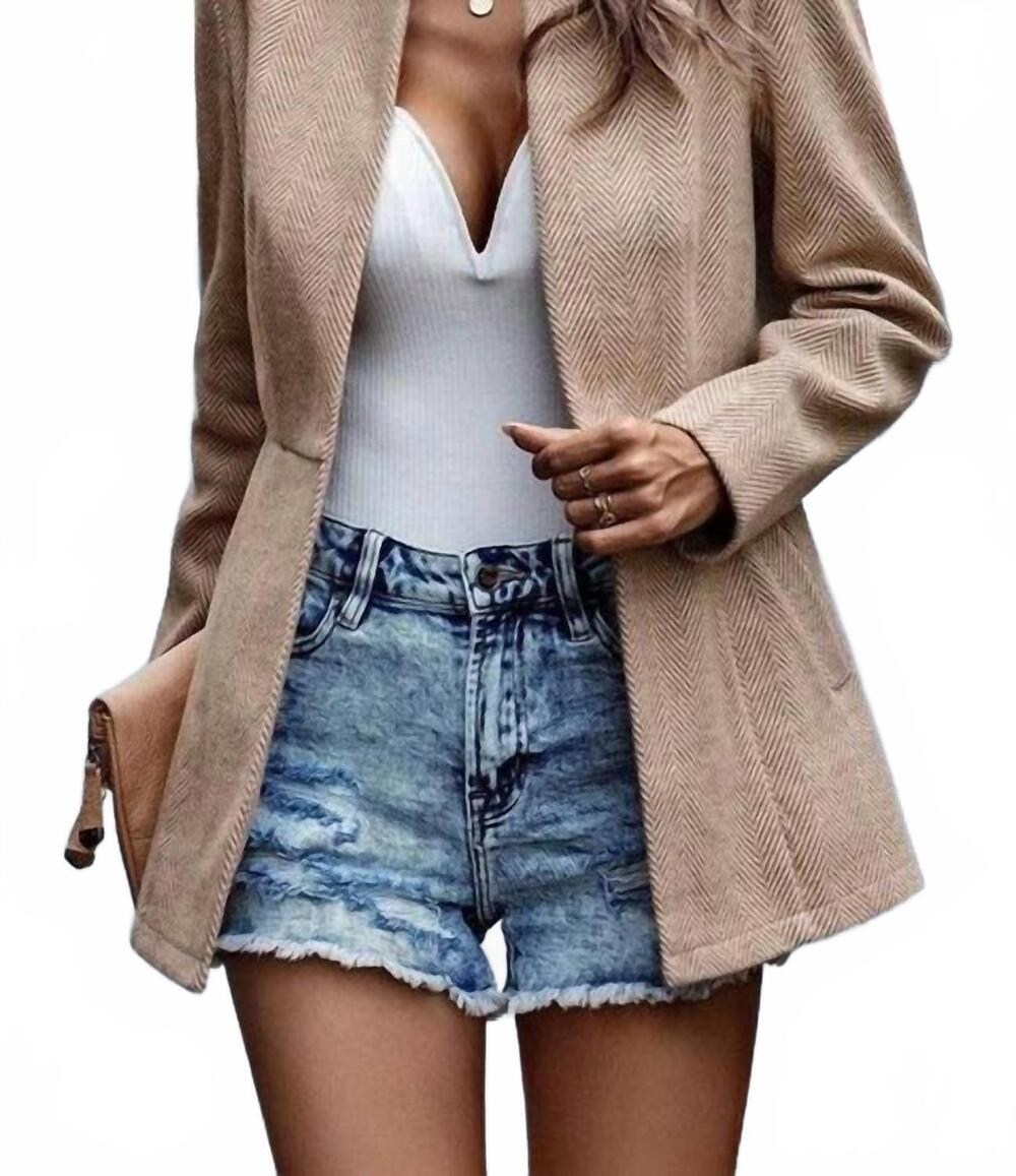 NEW MISS SPARKLING open front blazer in khaki